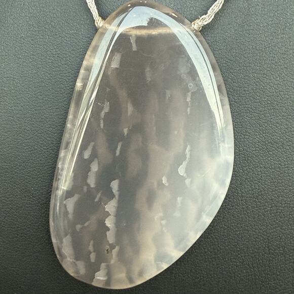 LUCAS LAMETH LUC Sterling 925 Agate Bead & Large Slice Pendant Necklace 18” - Picture 5 of 11